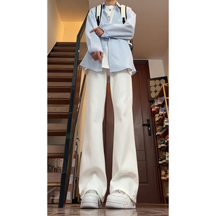 cleanfit白色弯刀牛仔裤款高个子加长vibe裤子直筒不贴腿微喇裤