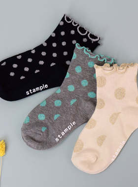 日本stample儿童袜子春秋夏季薄款纯棉女宝宝中筒袜