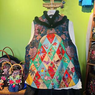 四两国风老绣缎面设计款 马甲