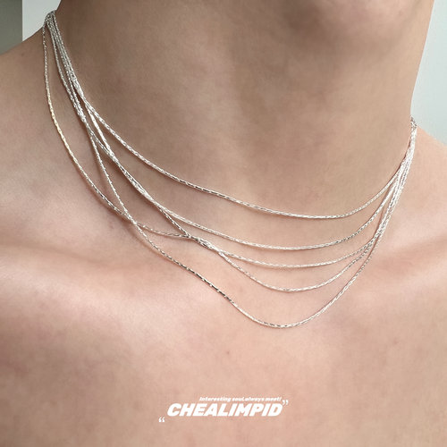 CHEALIMPID/.碎银多层极细锁骨链超仙浪漫闪亮Bling小众设计项链