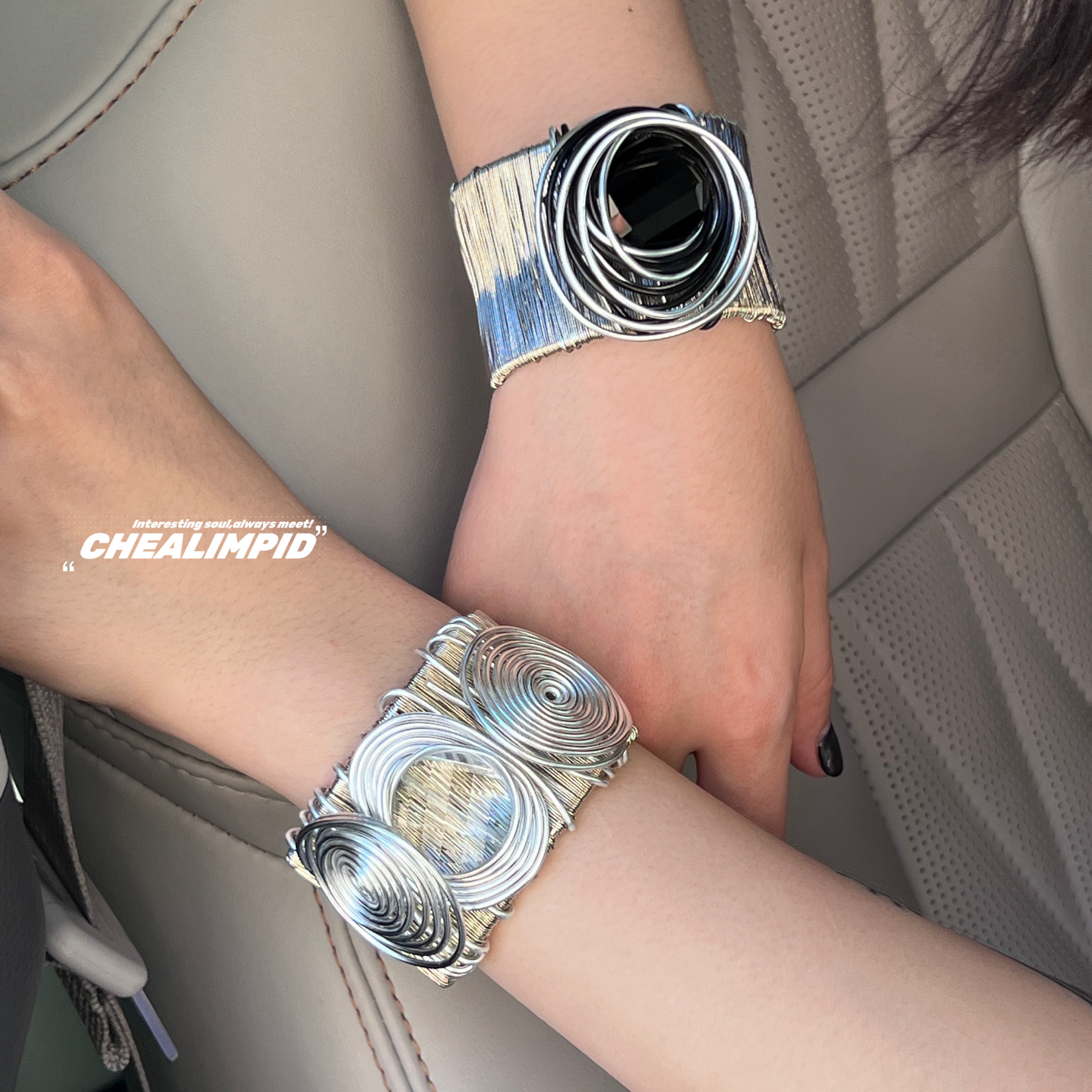 CHEALIMPID .IRREGULAR METAL COIL WINDING VINTAGE BRACELET NICHE LUXURY LIGHT LUXURY MENS AND WOMENS BRACELETS