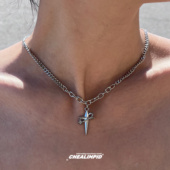 CHEALIMPID .芒星十字架缠绕钛钢项链小众设计ins潮流男女锁骨链
