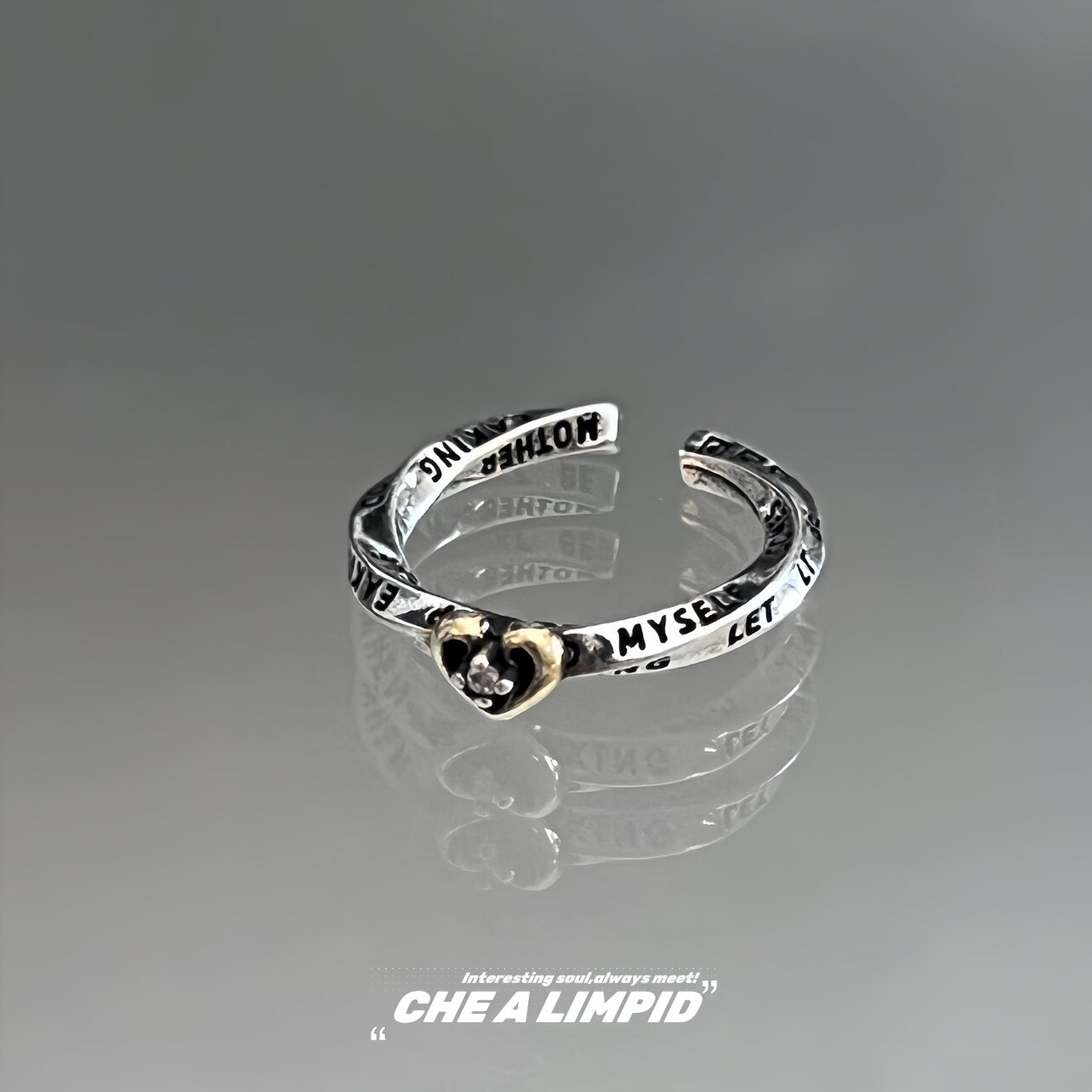 CHEALIMPID|.LOVE CROSS TWIST RING VINTAGE DISTRESSED NICHE DESIGN HIP HOP OPEN RING