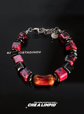 vampire/.原创设计红血石手串小众轻奢潮流嘻哈风高级感手链男女