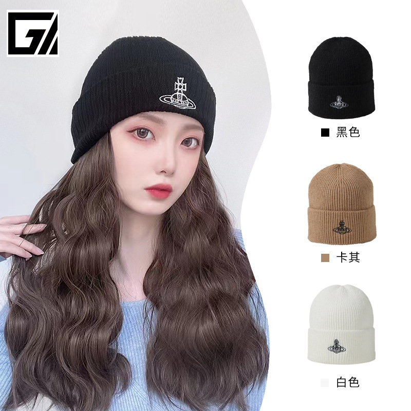 秋冬日本西太后秋冬季土星标含羊毛男女情侣冷帽保暖针织毛线帽子