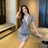 包臀裙显瘦气质沐足工衣 时尚 新款 减龄足疗足浴店女技师工作服套装