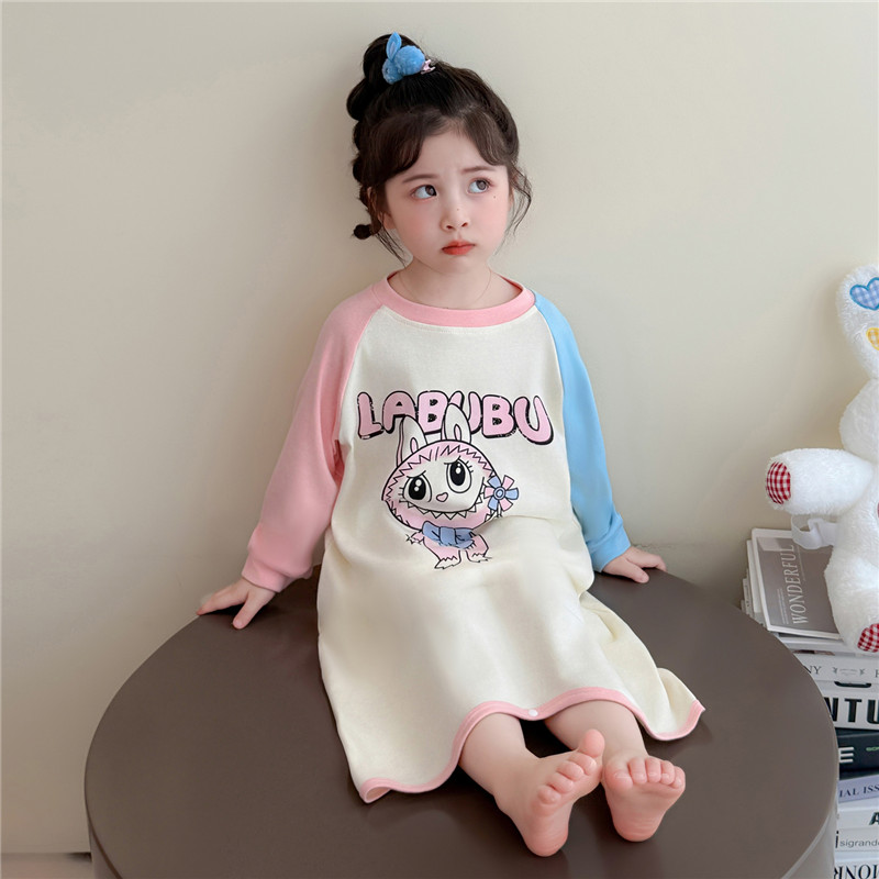 超亲肤纯棉~长袖女孩睡裙卡通