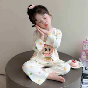 女童睡衣套装2025新款夏季薄款空调服春秋莫代尔布拉拉长袖防着凉