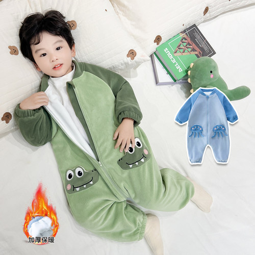双层加绒加厚连体睡衣~睡袋青蛙