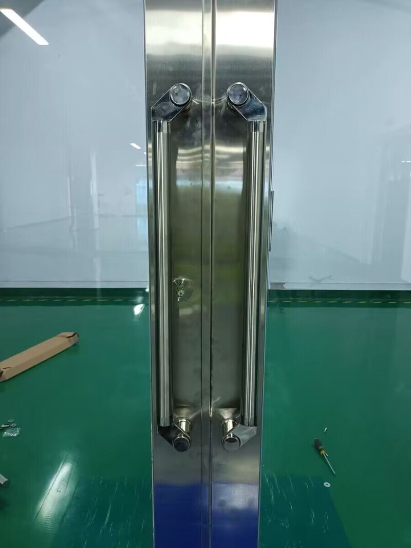 玻璃门拉手不锈钢斜拐脚玫瑰黑钛金色有无框刀头型侧装大木门把手