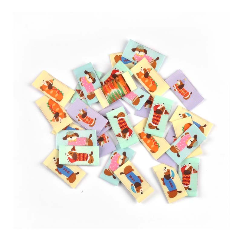 小狗图案标签衣服服装领标手工制作折边布标DIY布贴服饰标签50个,纺织面料/辅料/配套,洗唛/洗涤标/商标,淘宝优惠券,粉丝福利购,淘宝优惠卷