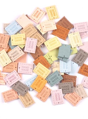 韩国绒Hand Made彩色手工制作布标布贴服饰DIY标签铭牌20个/包