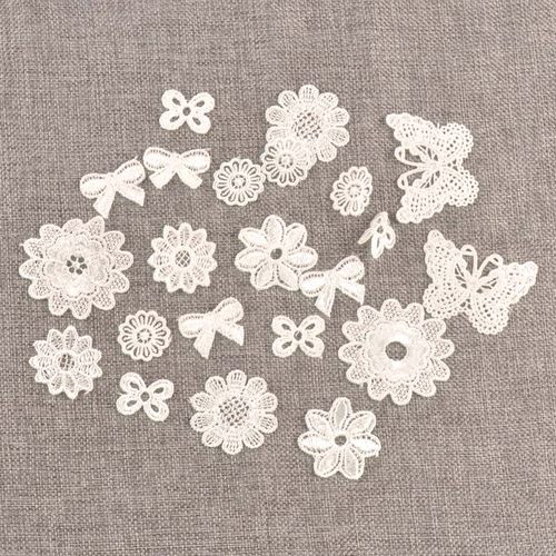 迷你蝴蝶结花边布贴DIY手工艺制作材料包包发饰发夹装饰配件20个
