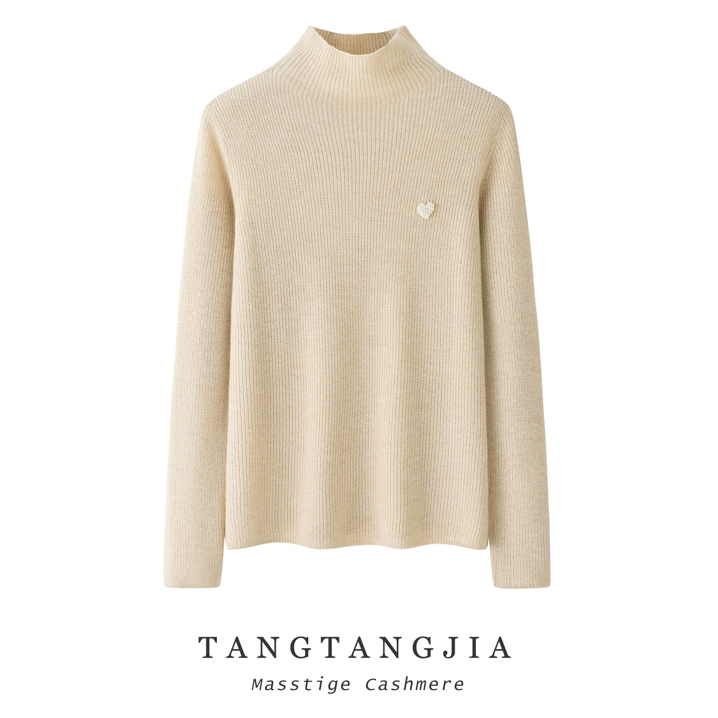 女长袖半高领套头休闲打底羊绒衫