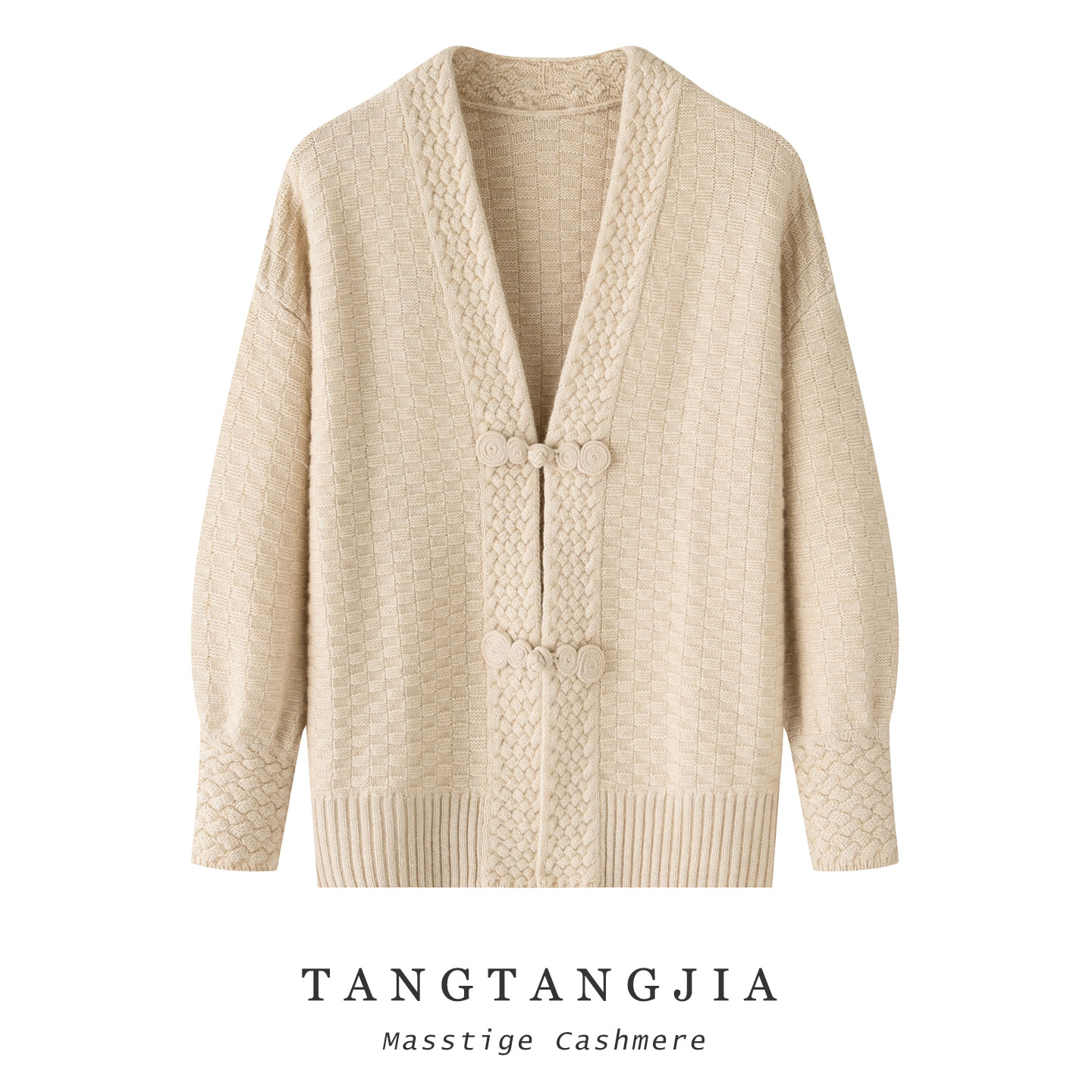 女复古风V领宽松慵懒加厚羊绒衫