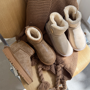 加厚防水皮面百搭防滑棉鞋 雪地靴女厚底增高2025新款 冬周冬雨同款