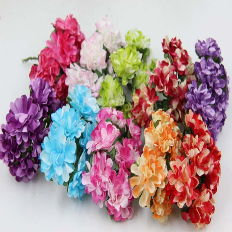带叶康乃馨双色花diy花环配饰花喜糖盒配件干花纸花diy手工材料