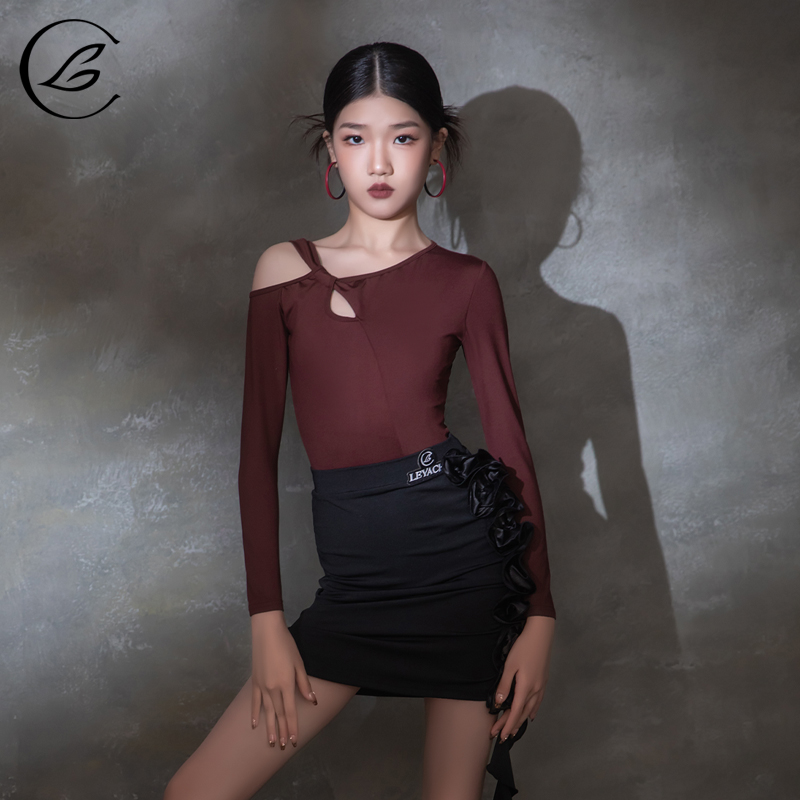 乐雅池2024秋冬女儿童拉丁舞服装练功服舞蹈服新款演出服长袖裤装