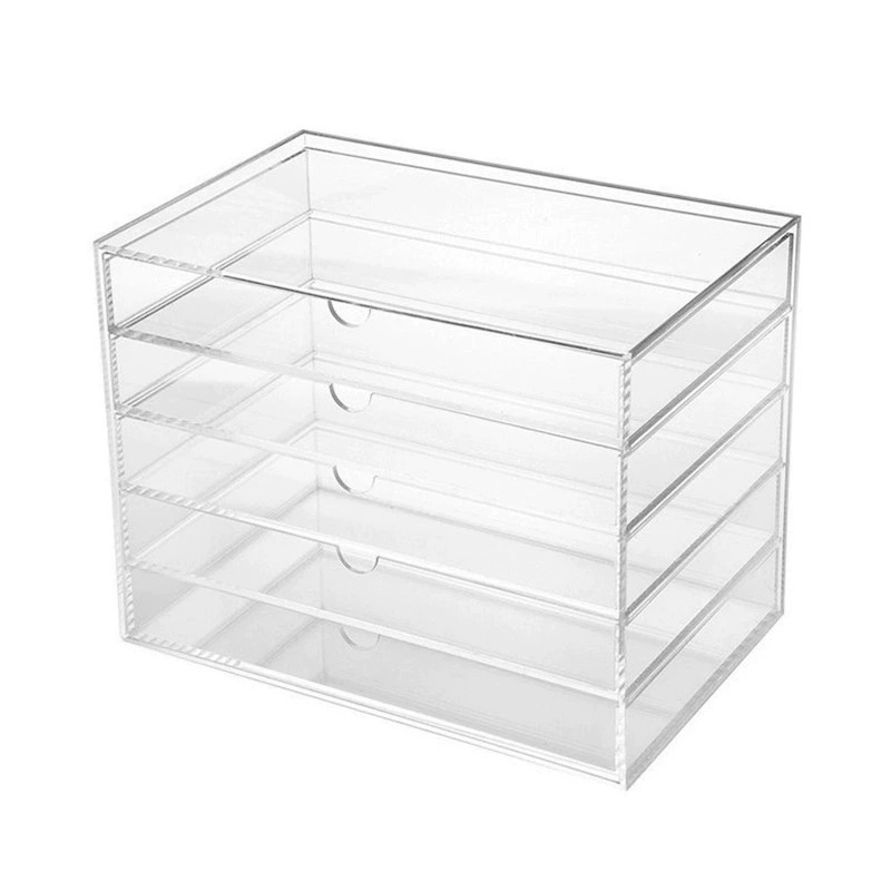 美妆桌面笔刷架甲油胶化妆整理盒亚克力抽屉收纳盒子透明大六层