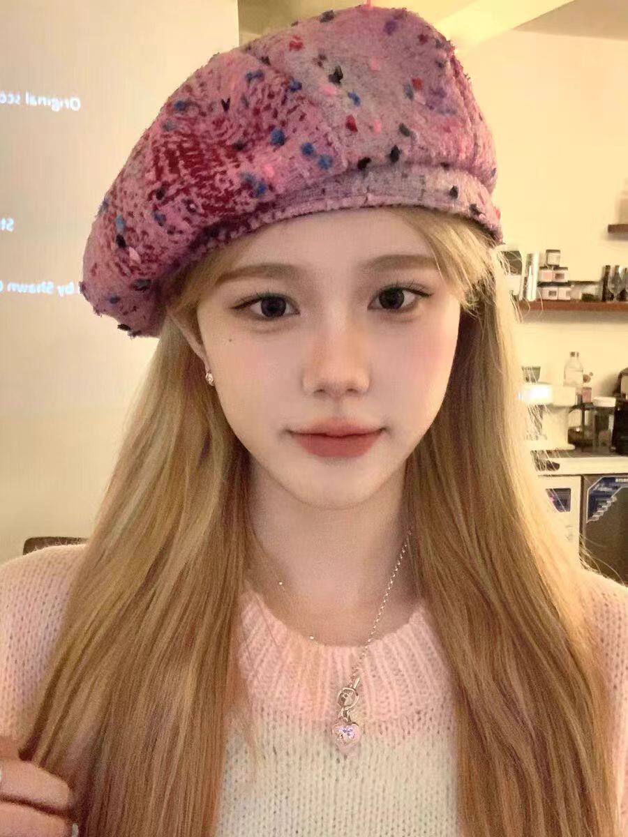 Chenyi Hat House圣诞贝雷帽辣妹女秋冬季八角帽百搭大头围显脸小