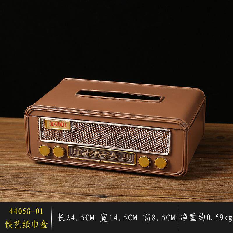 收音机造型铁艺纸巾盒 家用客厅茶几抽纸盒个性工艺品摆件特卖