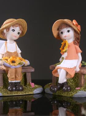 可爱卡通动物人偶树脂摆件 创意家居酒柜玄关客厅桌面装饰小摆件