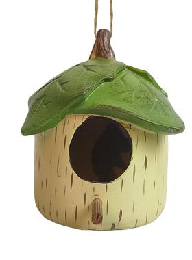 跨境新款树脂工艺品可爱的树叶鸟屋装饰摆件鸟舍花园庭院鸟窝