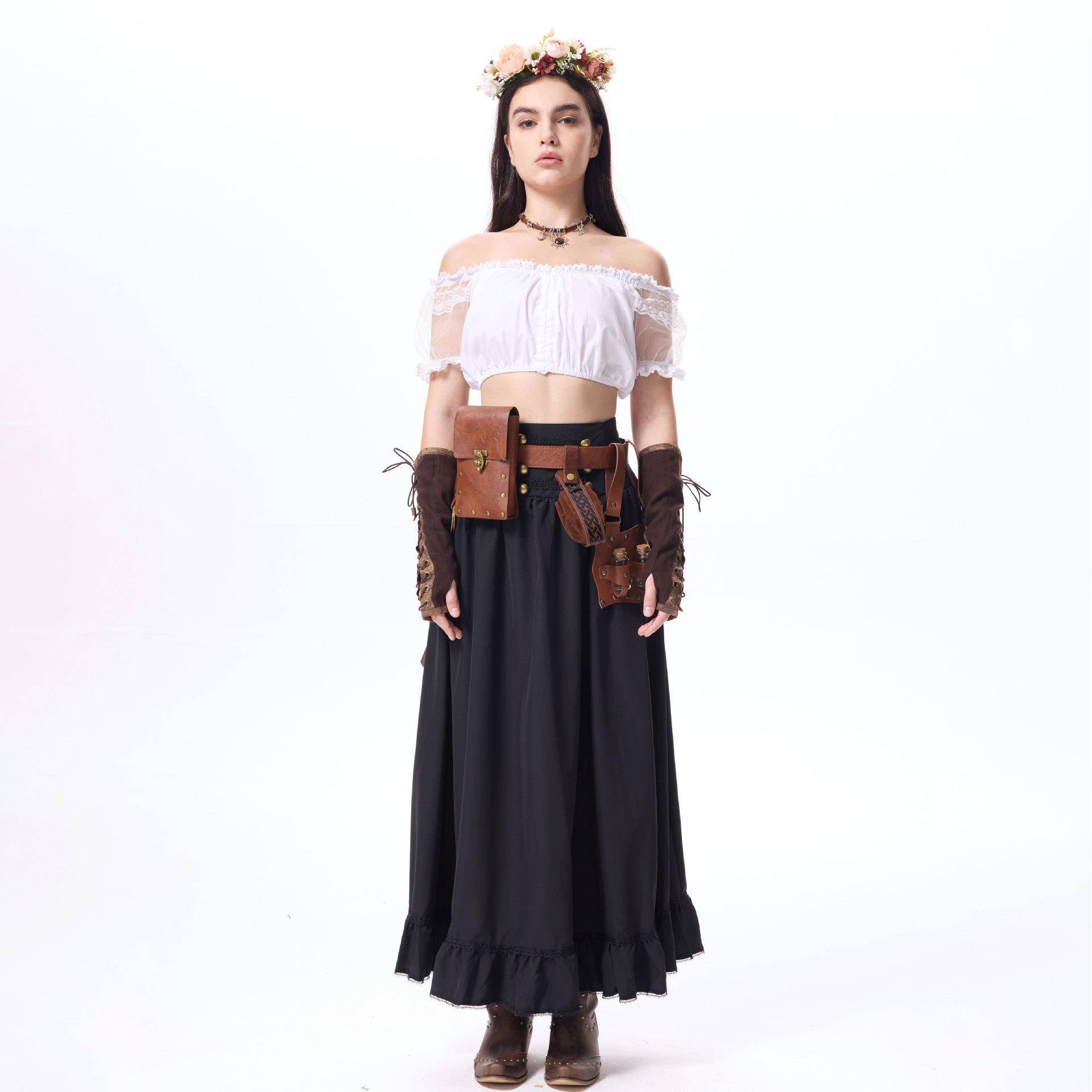 马逊外贸新款白色叮咚服德国慕尼黑啤酒节服装上衣短袖衬衫女装