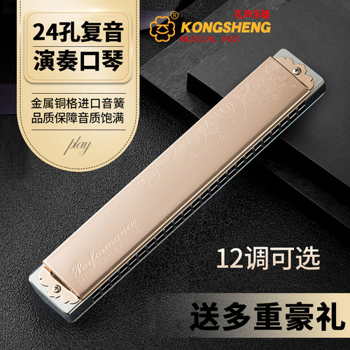 acdfg#孔声金属铜专业复音口琴