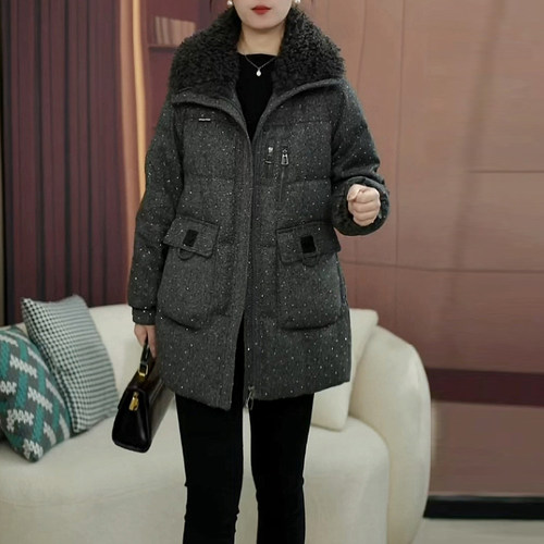 保暖羽绒服灰色加厚外套女