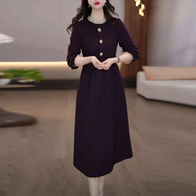 雪花绒洋气加厚打底裙2025冬季新款长袖气质显瘦过膝内搭连衣裙子,女装/女士精品,连衣裙,淘宝优惠券,粉丝福利购,淘宝优惠卷