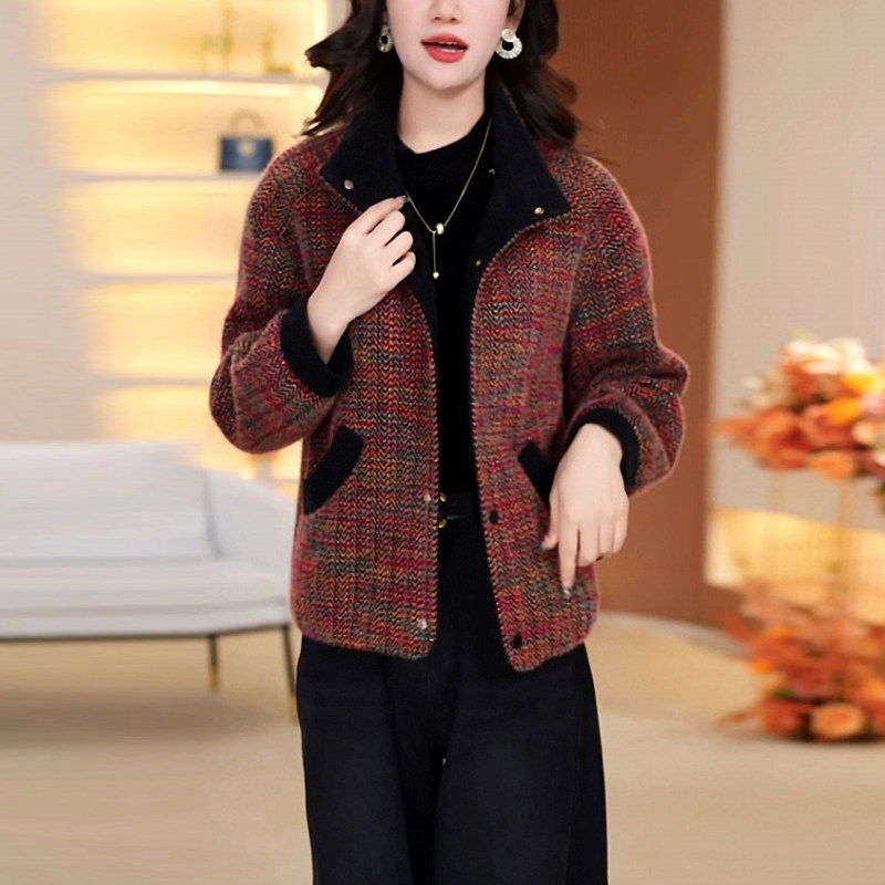 贵妃绒加厚保暖短款外套2025冬季新款时尚气质修身显瘦小个子上衣