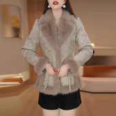 保暖短款 羽绒服2025冬季 新款 织锦提花时尚 气质修身 显瘦白鸭绒外套