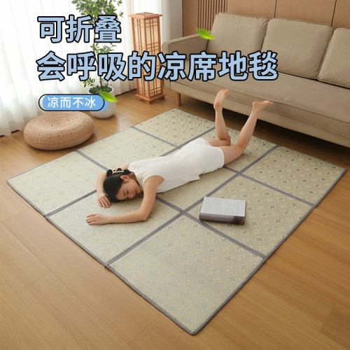 日式凉席地垫可折叠藤席拼接地毯