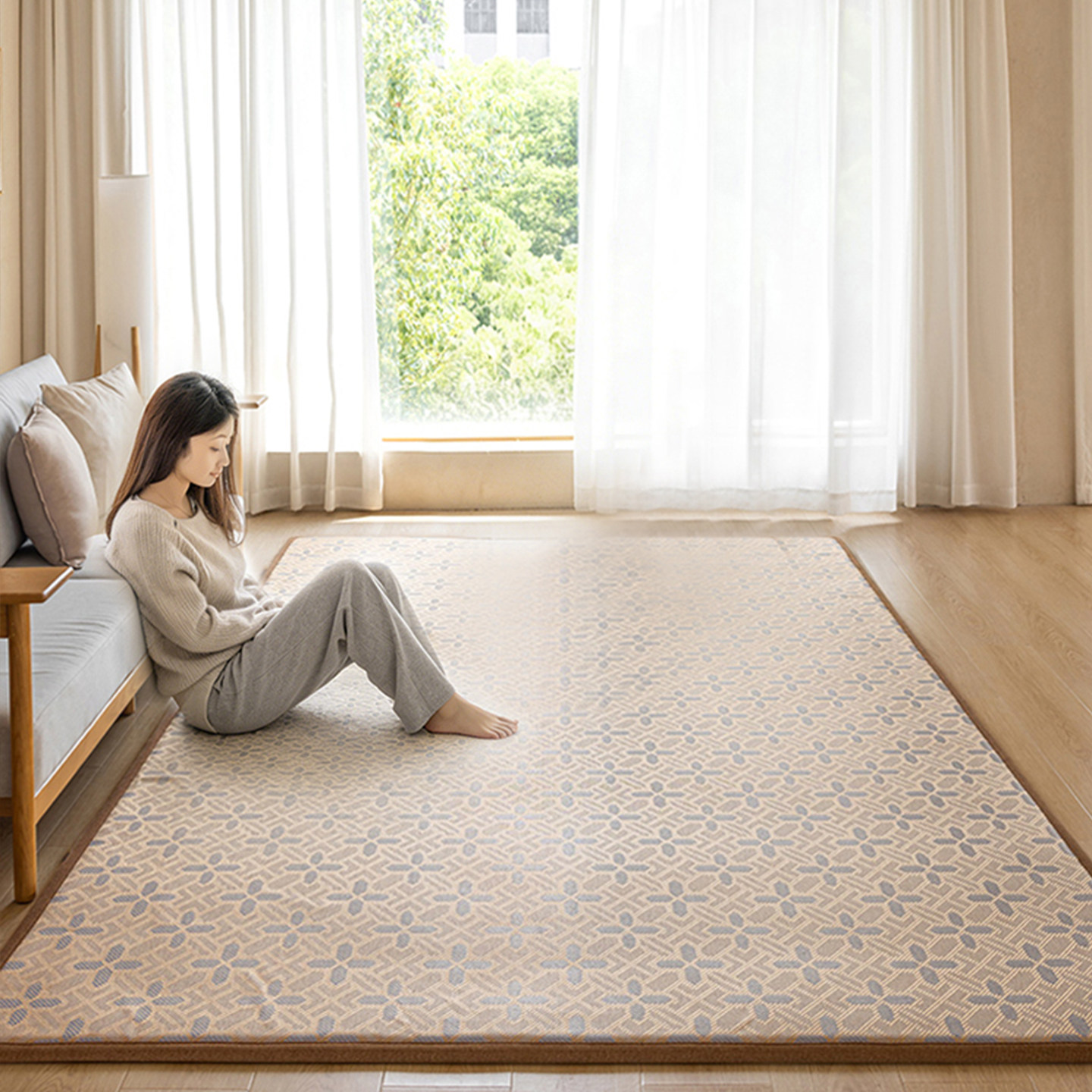 藤席地毯客厅榻榻米地垫加厚防摔婴儿爬爬垫夏季凉席打地铺睡垫