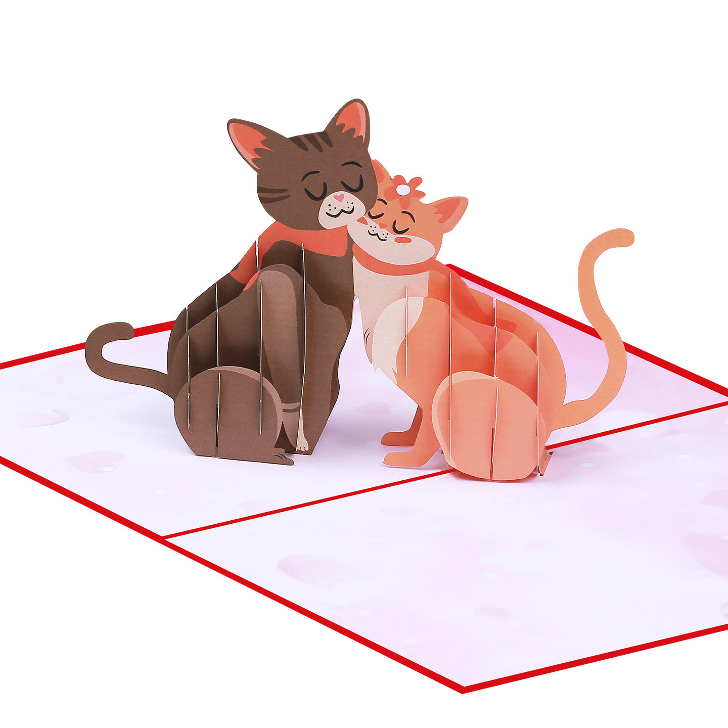 拥抱猫咪3D立体贺卡七夕情人节恋人表白卡片送男女朋友祝福语定制