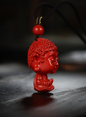 高含量朱砂红砂可爱版本命佛吊坠