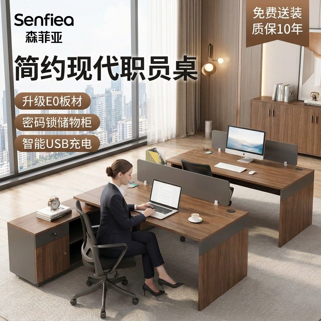 森菲亚简约多人工位职员办公桌图片