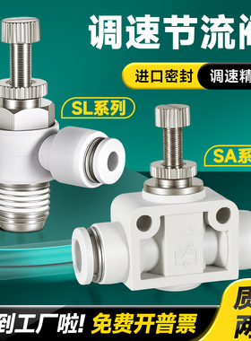 SL气动气管快速接头节流阀调速阀SA4/6/8/10/12气缸M5-01可调0204