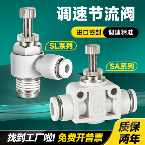 SL气动气管快速接头节流阀调速阀SA4/6/8/10/12气缸M5-01可调0204