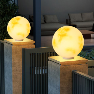 欧铭仕太阳能柱头灯月球灯户外庭院灯别墅圆球花园围墙灯月亮灯
