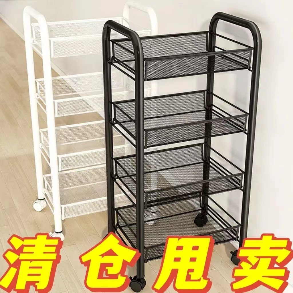 厨房置物架落地多层移动小推车