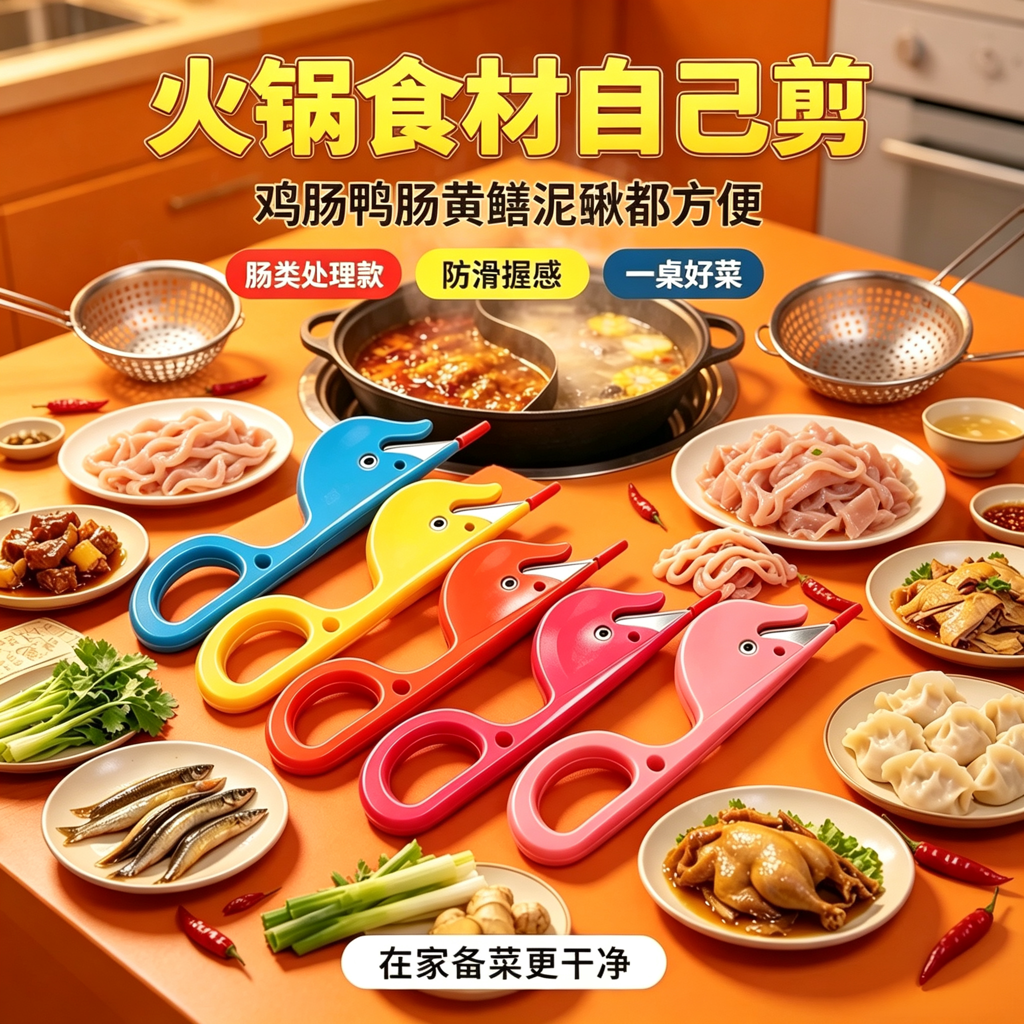 鸡鸭通肠刀厨房小工具破肠神器图片