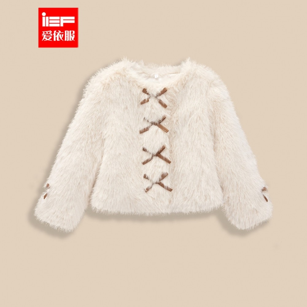 MINIIEF【爱依服童装】2025冬季新款法式甜美夹棉女童毛绒外套,童装/婴儿装/亲子装,普通外套,淘宝优惠券,粉丝福利购,淘宝优惠卷