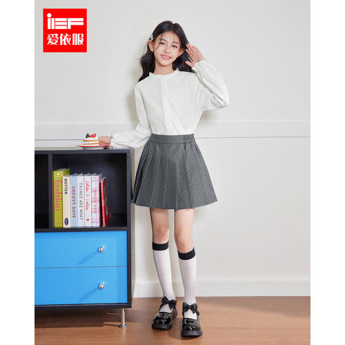 MINIIEF【爱依服童装】2026秋季新款波点百褶半身裙女童百搭裙子