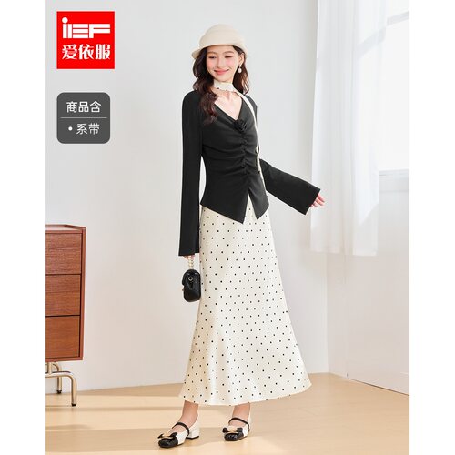 IEF/爱依服2026秋季新款上衣波点半身裙女显瘦两件套装极简风格