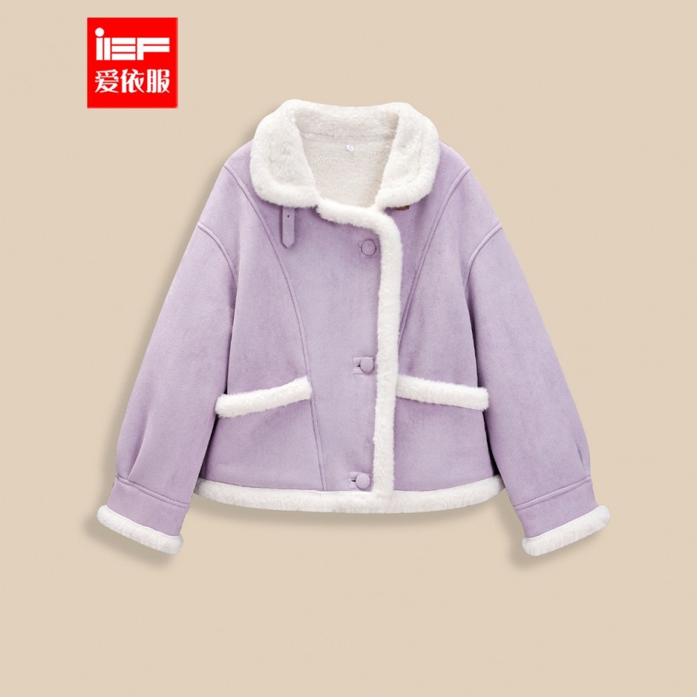 IEF/爱依服2025冬季新款韩版通勤百搭设计感加绒加厚磨砂皮外套,女装/女士精品,短外套,淘宝优惠券,粉丝福利购,淘宝优惠卷