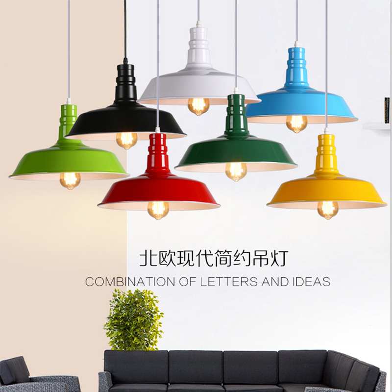 北欧loft复古工业风吊灯吧台咖啡茶餐厅创意网吧单头铁艺锅盖灯具