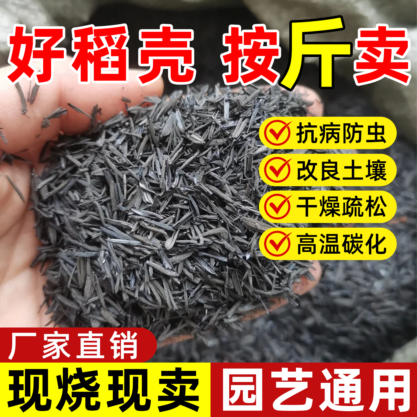 正宗稻壳炭优质天然谷壳