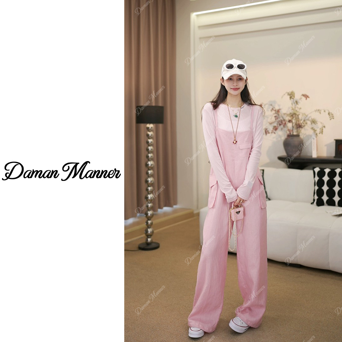 DAMAN | 亚麻气质百搭时尚背带休闲裤春夏款DM26185